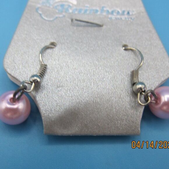 📦 Pink pearl earrings silver-tone 🩷 - Picture 3 of 3